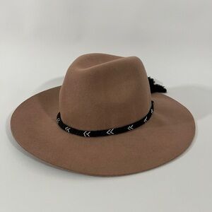 AE Floppy Wool Hat in Taupe with Woven Hat Band Boho Chic American Eagle